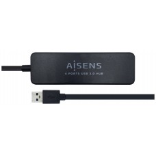 AISENS-HUB USB 3.0 TIPO A/M-4 X TIPO A/H NEGRO 30CM