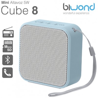 Mini Altavoz Bluetooth 5W Cube 8 Azul Biwond (Espera 2 dias)