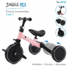 Triciclo Infantil Convertible 3 en 1 Jungle Mix Rosa Biwond (Espera 2 dias)