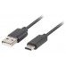 CABLE USB LANBERG 2.0 MACHO/USB C MACHO 0.5M NEGRO
