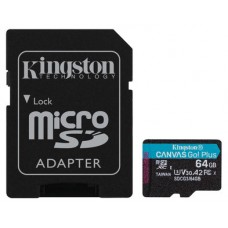 MICROSD KINGSTON 64GB CL10 UHS-I CANVAS GO PLUS + (Espera 4 dias)
