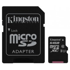 MEMORIA SD MICRO 64GB  CLASE 10 KINGSTON + ADAPTADOR