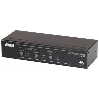 ATEN Switch de matriz HDMI 4K real 2 x 2 con desincrustador de audio (Espera 4 dias)
