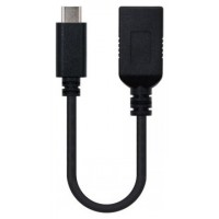 CABLE USB 3.1 GEN1 5Gbps 3A, TIPO USB-C/M-A/F, NEGRO,