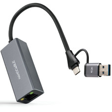 CONVERSOR USB-C A RJ45 CON ADAP USB-A/M 100MBPS 15 CM