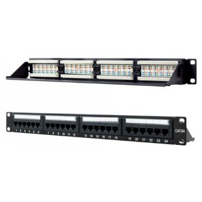 PANEL DE PARCHEO 24 PUERTOS CAT.6A UTP 19 1U NEGRO