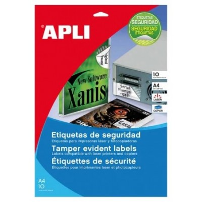 PAQUETE 10 HOJAS A4 ETIQUETAS DE SEGURIDAD POLIESTER PLATA 45,7 X 21,2MM APLI 11272 (Espera 4 dias) PAQUETE 10 HOJAS A4 ETIQUETAS DE SEGURIDAD POLIESTER PLATA 45,7 X 21,2MM APLI 11272 (Espera 4 dias)