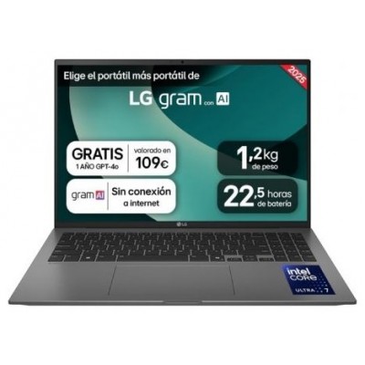 PORTATIL LG GRAM U7-255H 16GB 1TB 16" WQXGA FreeDOS