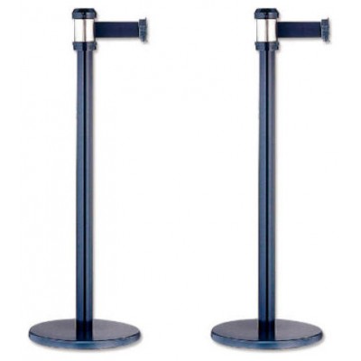 PACK 2 POSTES SEPARADOR METALICO NEGRO CON CORDON NEGRO 2 METROS 322128 (Espera 4 dias)