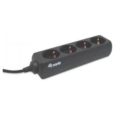 Equip 333281, 1,1 m, Tipo F, Negro, 4 salidas AC, 100