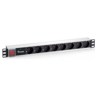 EQUIP REGLETA ALIMENTACION ALUMINIO RACK 19" 1U 8 TOMAS CON INTERRUPTOR