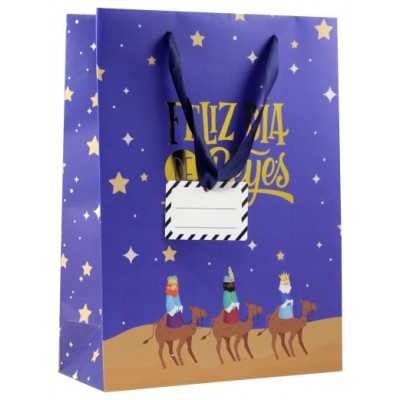 BOLSA PAPEL REYES MAGOS L (32X14X40 CM) FOIL CON TARJETA COLGANTE COLORES SURTIDOS BISMARK 333599 (Espera 4 dias)