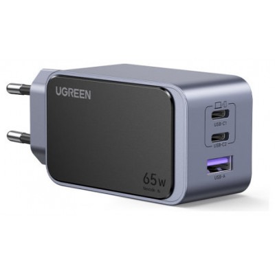 Ugreen Nexode Air 65W sieninis kroviklis, USB + 2x USB-C pilkos spalvos Ordenador portátil, Teléfono móvil, Ratón, Portátil, Batería portátil, Tableta Gris Corriente alterna Carga rápida Interior (Es