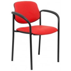 PIQUERAS Y CRESPO NOWY STYL Silla fija Styl similpiel rojo chasis negro con brazos