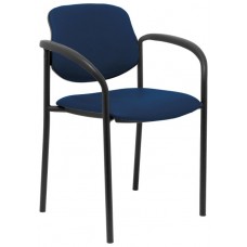 PIQUERAS Y CRESPO NOWY STYL Silla fija Styl similpiel azul marino chasis negro con brazos