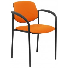 PIQUERAS Y CRESPO NOWY STYL Silla fija Styl similpiel naranja chasis negro con brazos