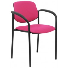 PIQUERAS Y CRESPO NOWY STYL Silla fija Styl similpiel rosa chasis negro con brazos