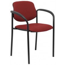 PIQUERAS Y CRESPO NOWY STYL Silla fija Styl similpiel granate chasis negro con brazos