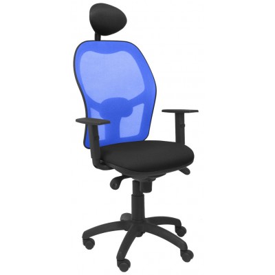 PIQUERAS Y CRESPO Silla Jorquera malla azul asiento bali negro con cabecero fijo