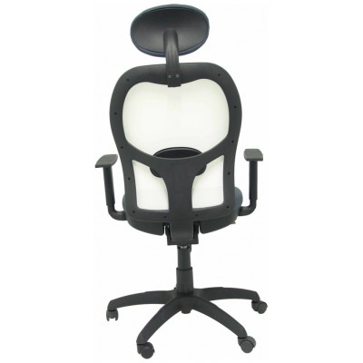 PIQUERAS Y CRESPO Silla Jorquera malla blanca asiento bali gris oscuro con cabecero fijo