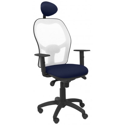 PIQUERAS Y CRESPO Silla Jorquera malla blanca asiento bali azul marino con cabecero fijo