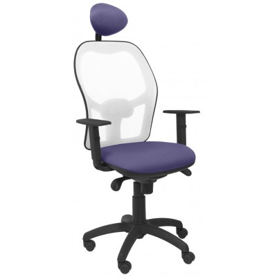 PIQUERAS Y CRESPO Silla Jorquera malla blanca asiento bali azul claro con cabecero fijo