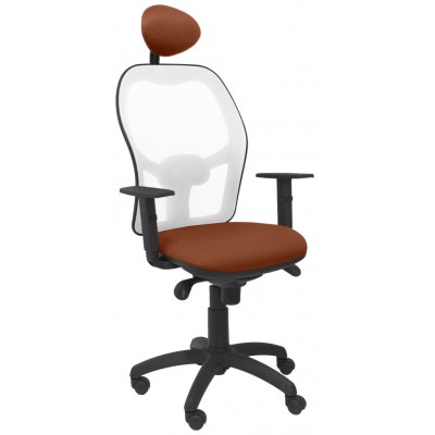 PIQUERAS Y CRESPO Silla Jorquera malla blanca asiento bali marron con cabecero fijo
