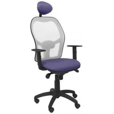 PIQUERAS Y CRESPO Silla Jorquera malla gris asiento bali azul claro con cabecero fijo