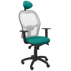 PIQUERAS Y CRESPO Silla Jorquera malla gris asiento bali turquesa con cabecero fijo