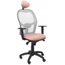 PIQUERAS Y CRESPO Silla Jorquera malla gris asiento bali rosa palido con cabecero fijo