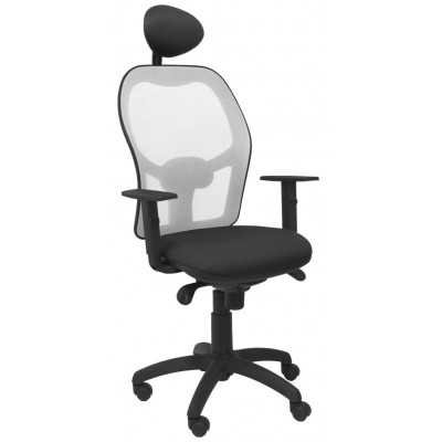 PIQUERAS Y CRESPO Silla Jorquera malla gris asiento bali negro con cabecero fijo