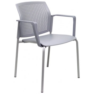 PIQUERAS Y CRESPO Pack 4 sillas Sege PVC gris, chasis gris con brazos ¡Ultimas unidades!!