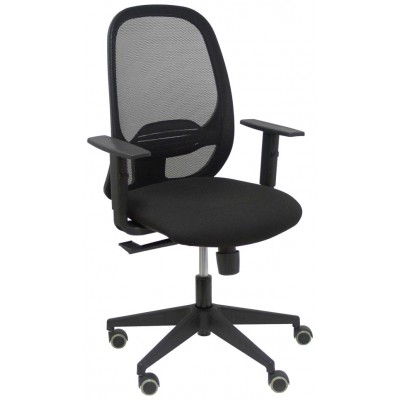 PIQUERAS Y CRESPO Silla Cilanco negra malla negra asiento bali negro brazo regulable.