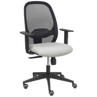 PIQUERAS Y CRESPO Silla Cilanco negra malla negra asiento bali gris claro brazo regulable.