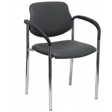 PIQUERAS Y CRESPO NOWY STYL Silla fija Styl similpiel gris oscuro chasis cromo con brazos