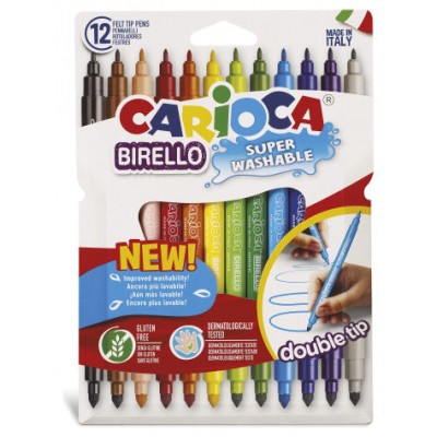 CAJA 12 ROTULADORES COLORES DOBLE PUNTA BIRELLO CARIOCA 42753CARIOCA (Espera 4 dias)