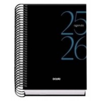 AGENDA ESCOLAR 2025-2026 TAMAÑO A6 TAPA CARTON FORRADO DÍA PÁGINA MODELO SYSTEM BASIC NEGRO DOHE 52067 (Espera 4 dias)