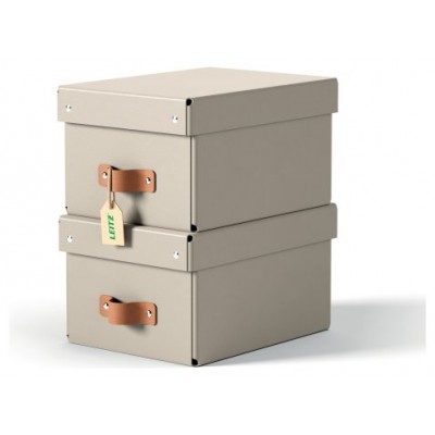 PACK 2 CAJAS DE ALMACENAMIENTO CARTÓN PEQUEÑA COLOR BEIGE LEITZ 61470012 (Espera 4 dias)