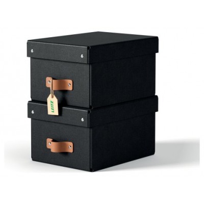 PACK 2 CAJAS DE ALMACENAMIENTO CARTÓN PEQUEÑA COLOR NEGRO LEITZ 61470095 (Espera 4 dias)