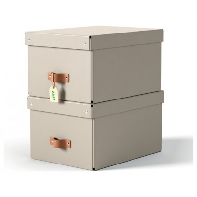 PACK 2 CAJAS DE ALMACENAMIENTO CARTÓN MEDIANA COLOR BEIGE LEITZ 61490012 (Espera 4 dias)