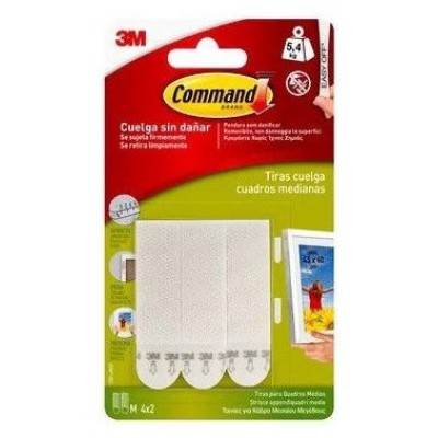 BLISTER TIRAS ADHESIVAS MEDIANAS PARA CUADROS HASTA 5,4KG COMMAND 17201 3M 7100127044 (Espera 4 dias)