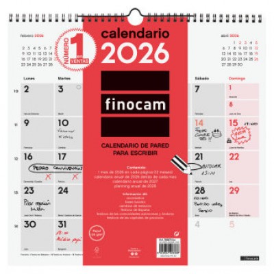 CALENDARIO 2026 NEUTRO PARED ESCRIBIR L 340X320MM FINOCAM 780070026 (Espera 4 dias)