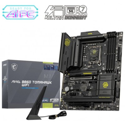 PLACA MSI MAG B860 TOMAHAWK WIFI,INTEL,1851,B860,4DDR5,USB 10GBPS,WIFI,ATX (Espera 4 dias)