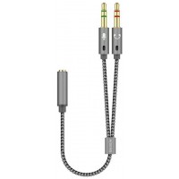 ADAPTADOR AUDIO JACK 3.5 4PIN H-2XJACK 3.5 3PIN M GRIS
