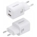 AISENS - CARGADOR GaN 30W, 1xUSB-C PD3.0 QC4.0, 1xUSB-A QC3.0, BLANCO