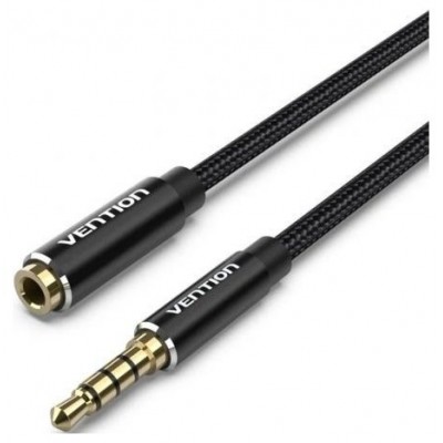 CABLE AUDIO ESTEREO JACK 3.5/M JACK 3.5/H 0.50 M NEGRO VENTION (Espera 4 dias)