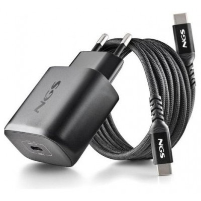 CARGADOR PARED GaN2 USB-C + CABLE 45W NEGRO NGS (Espera 4 dias)