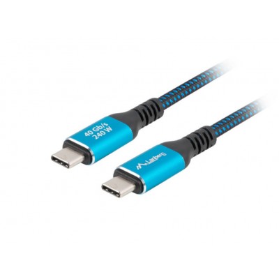 CABLE USB-C 4.0 LANBERG MACHO/MACHO 1M 240W 8K 60HZ NEGRO/AZUL