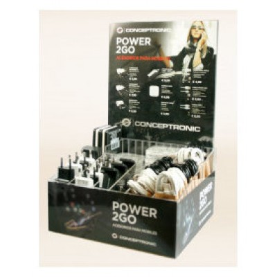 EXPOSITOR POWER2GO  CARGADORES CABLES ACCESORIOS