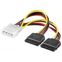 CABLE ALIMENTACION PC EWENT MACHO 5,25 PULGADAS A 2X SATA 0,13M